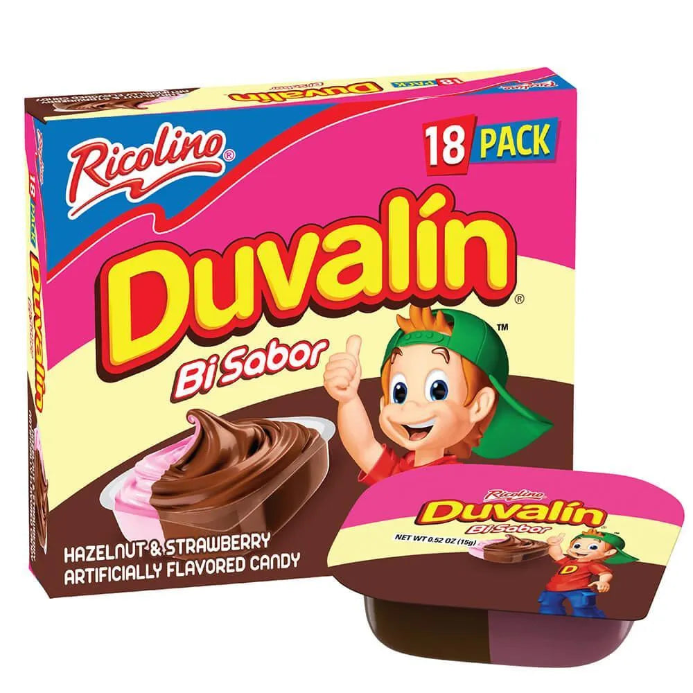 Duvalin Hazelnut and Strawberry Candy Packs: 18-Piece Box