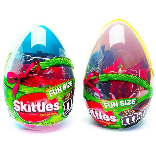 Easter Egg Filled With Skittles and M&M's Candy Fun Size Packs