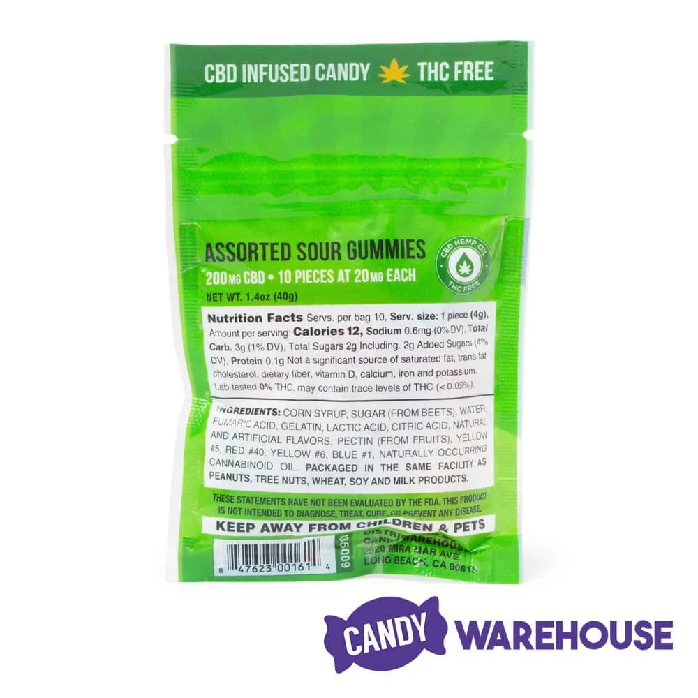 Eddy Edibles Assorted Sour CBD Gummies THC Free 200mg: 10 Gummy Bears