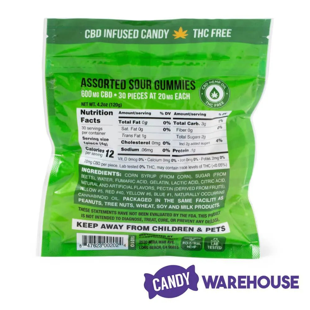 Eddy Edibles Assorted Sour CBD Gummies THC Free 600mg: 30 Gummy Bears