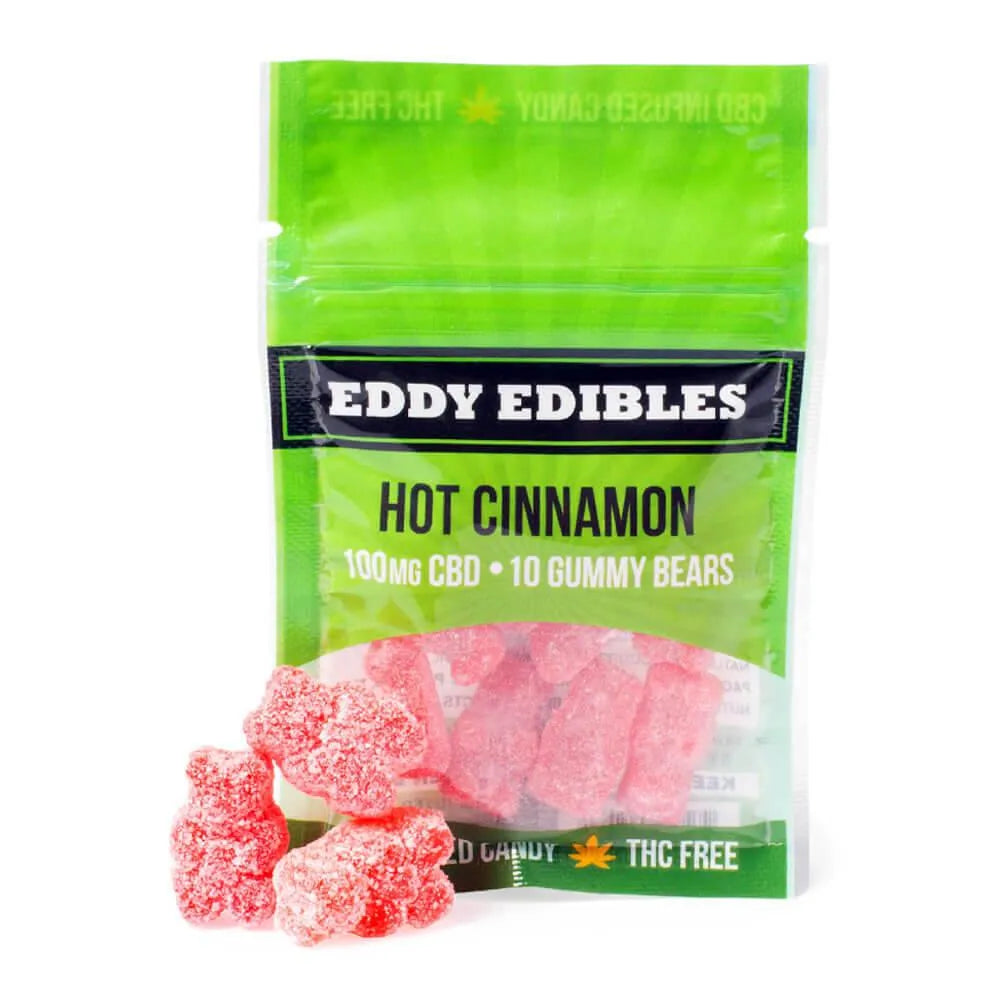 Eddy Edibles Hot Cinnamon CBD Gummies THC Free 100mg: 10 Gummy Bears