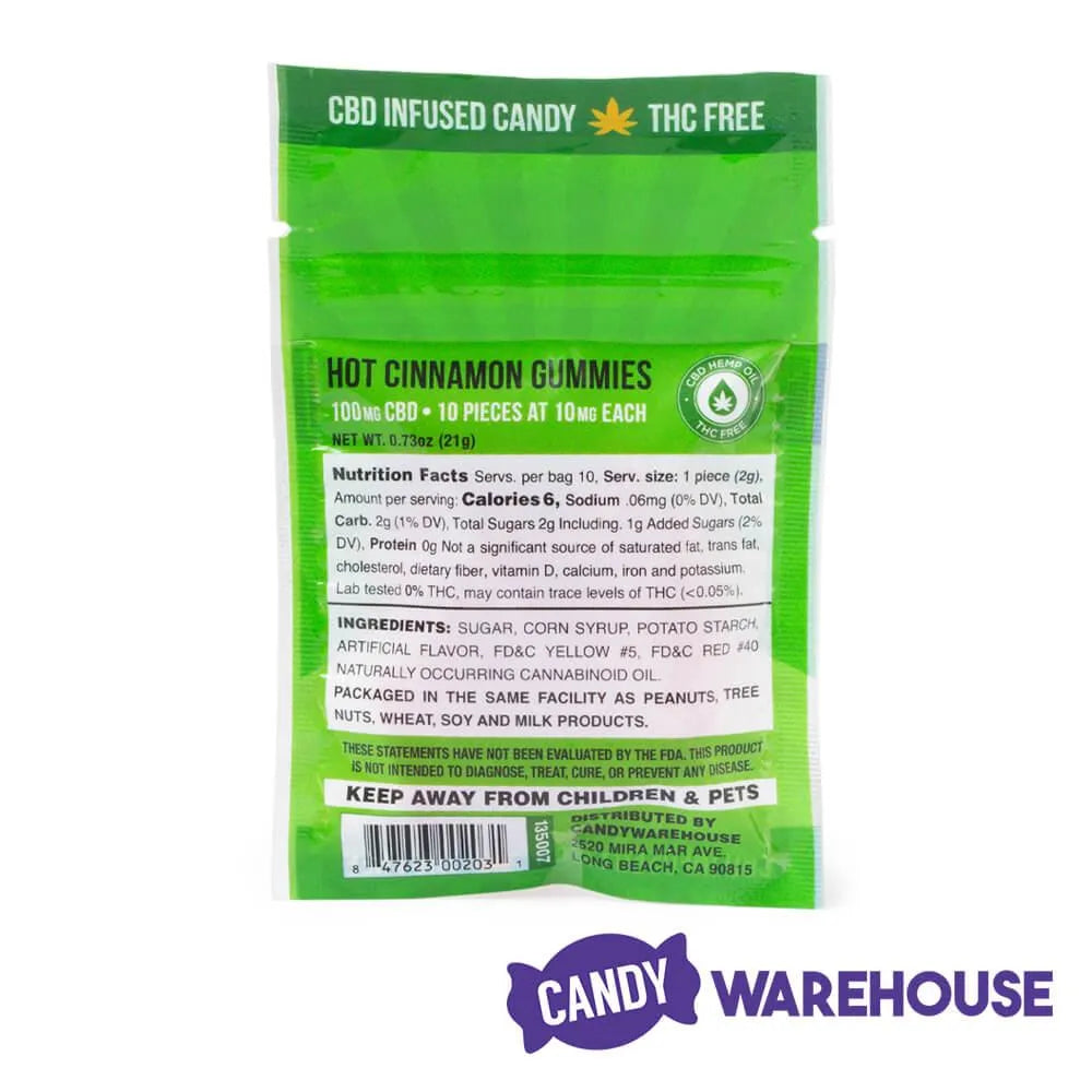 Eddy Edibles Hot Cinnamon CBD Gummies THC Free 100mg: 10 Gummy Bears