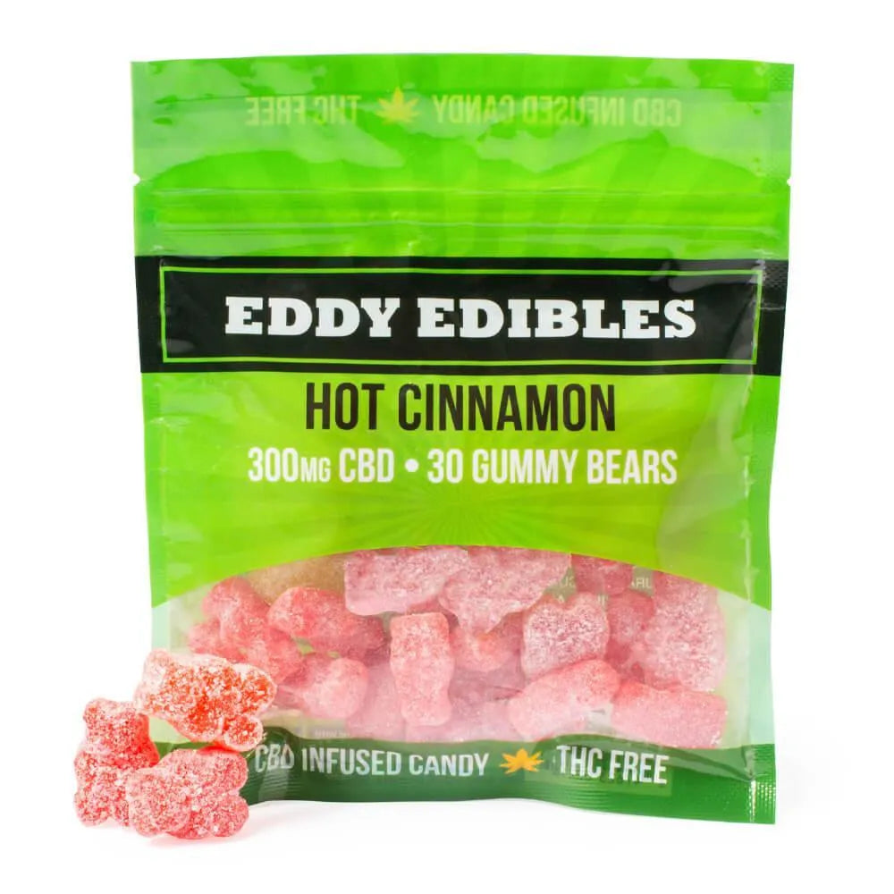 Eddy Edibles Hot Cinnamon CBD Gummies THC Free 300mg: 30 Gummy Bears