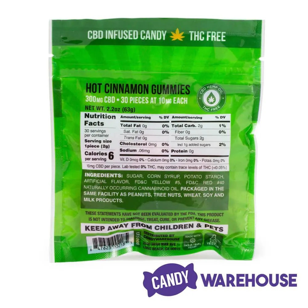 Eddy Edibles Hot Cinnamon CBD Gummies THC Free 300mg: 30 Gummy Bears