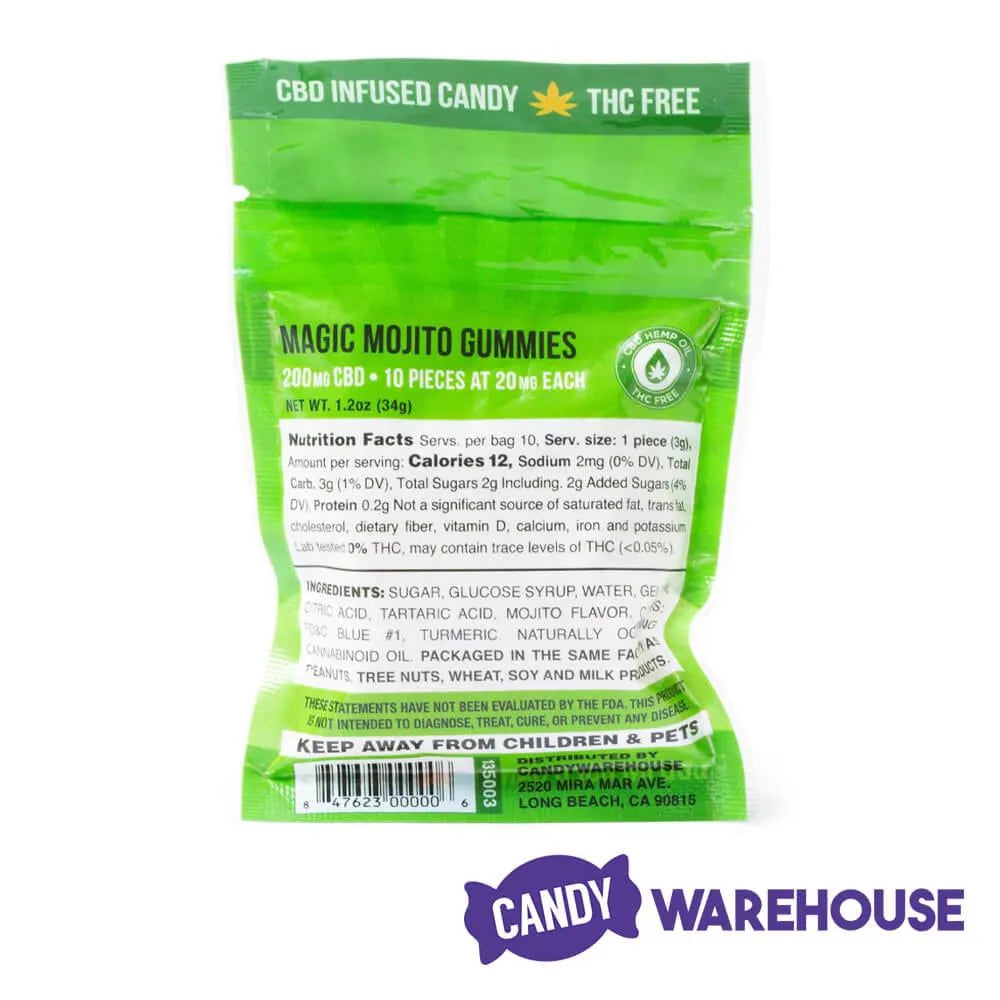 Eddy Edibles Sour Mojito CBD Gummies THC Free 200mg: 10 Gummy Bears