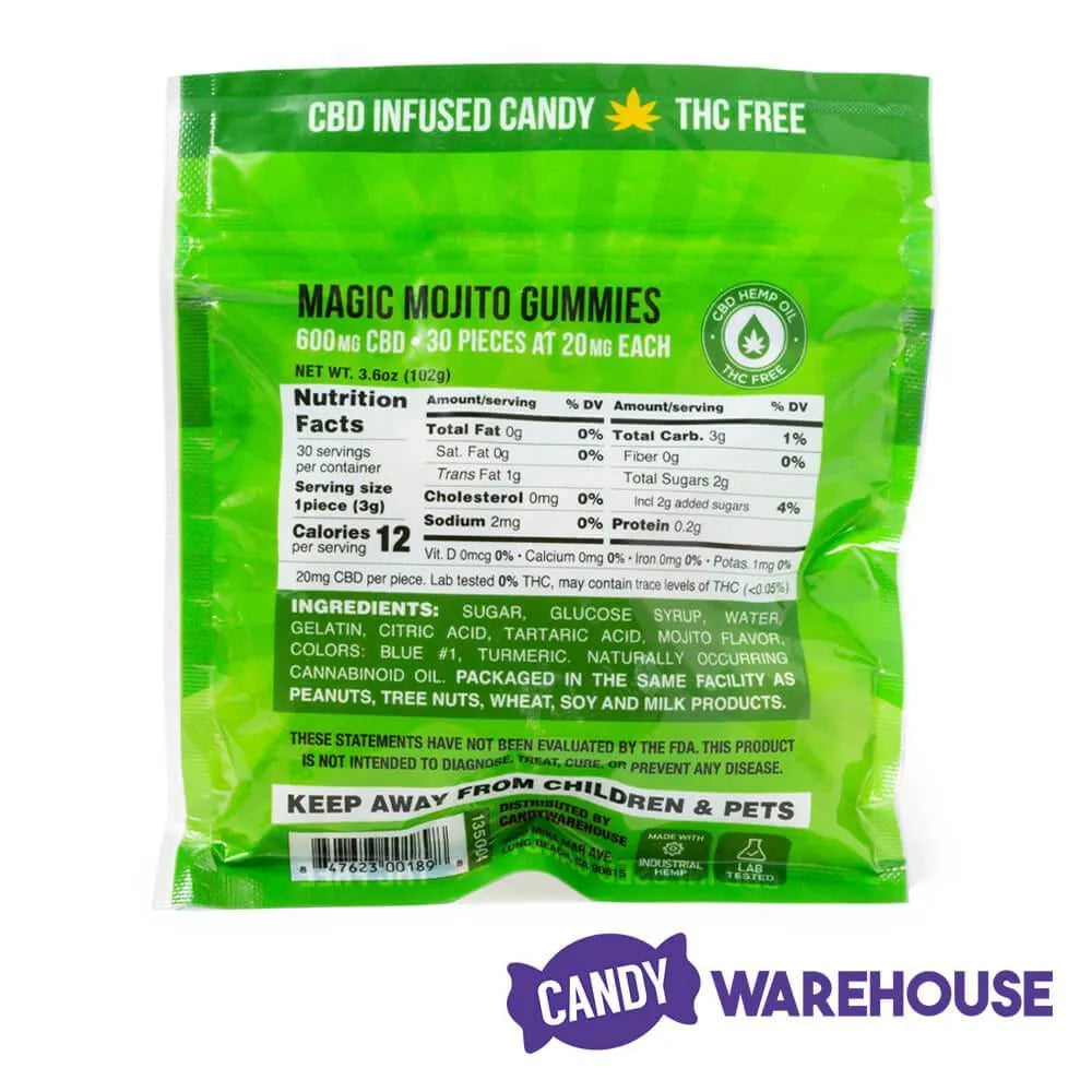 Eddy Edibles Sour Mojito CBD Gummies THC Free 600mg: 30 Gummy Bears