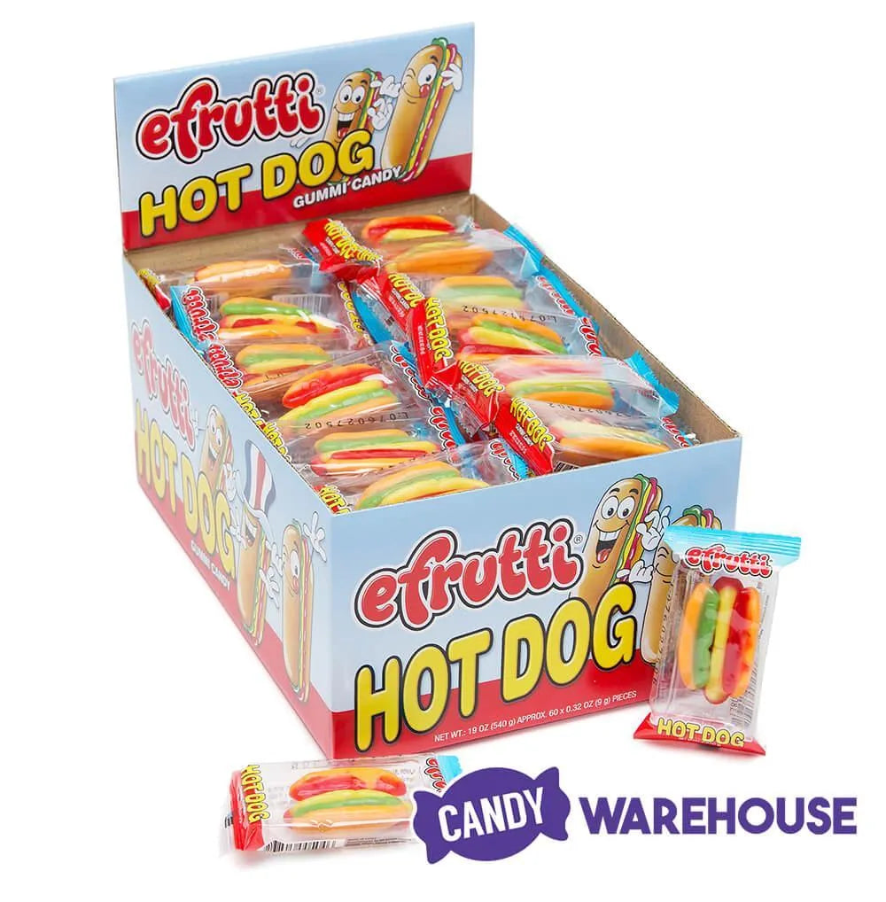 Efrutti Gummy Hot Dogs Candy: 60-Piece Box