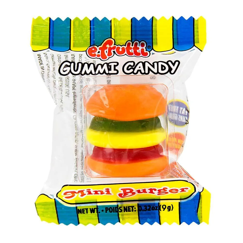 Efrutti Gummy Mini Burgers Candy: 60-Piece Box