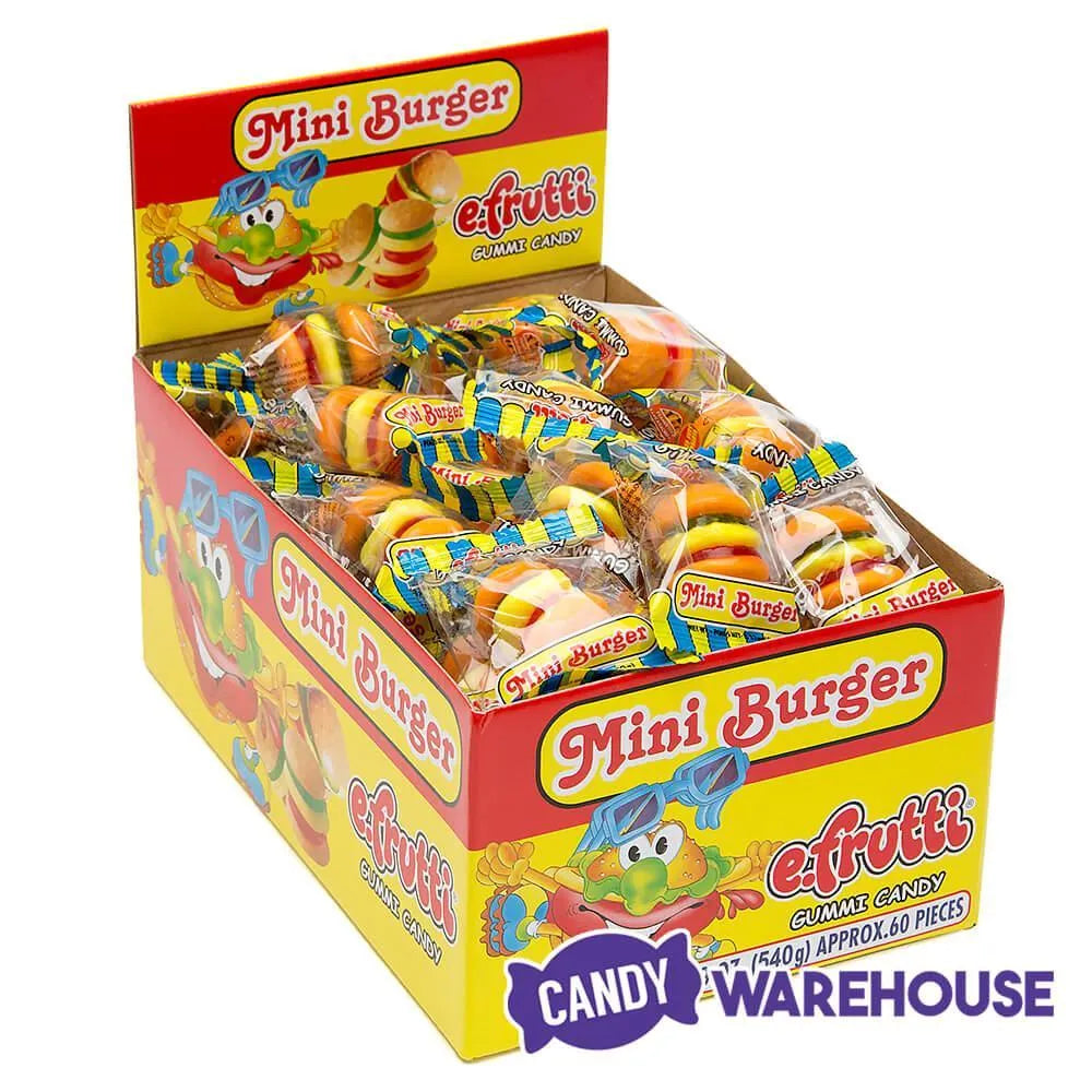 Efrutti Gummy Mini Burgers Candy: 60-Piece Box