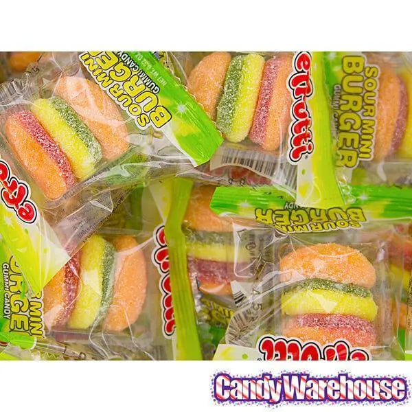 Efrutti Gummy Mini Cheese Burgers Candy - Sour: 60-Piece Box