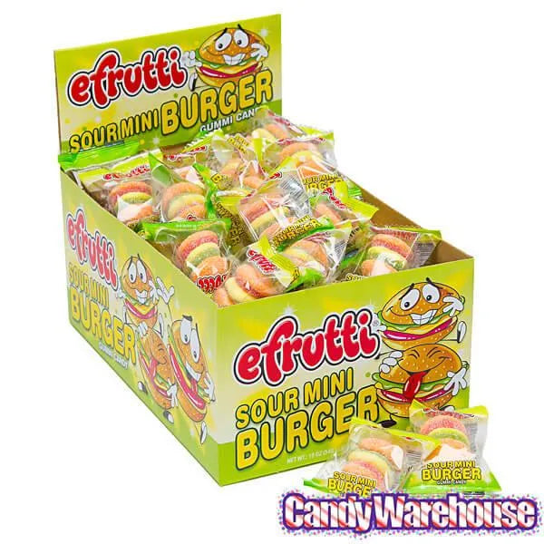 Efrutti Gummy Mini Cheese Burgers Candy - Sour: 60-Piece Box