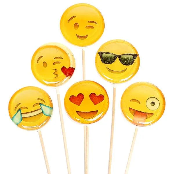 Emoji Hard Candy Lollipops: 12-Piece Bag