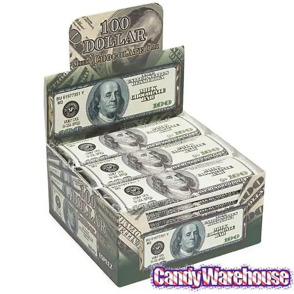 Espeez 100 Dollar Bill Milk Chocolate Bars: 24-Piece Box