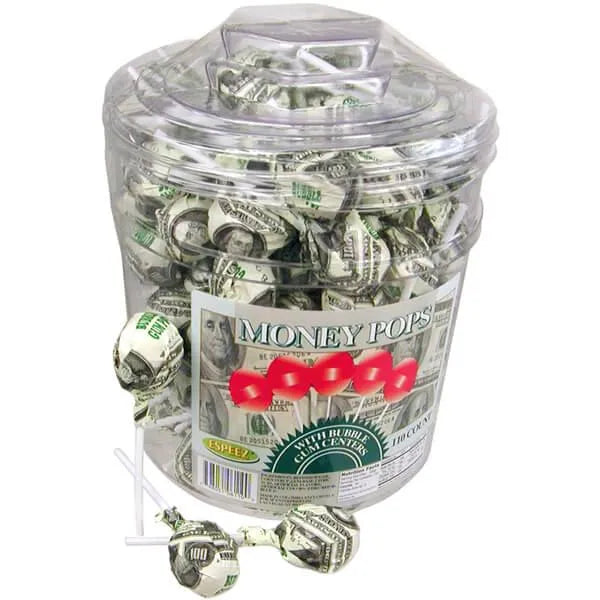 Espeez Jumbo $100 Money Lollipops: 110-Piece Tub