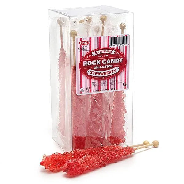 Espeez Rock Candy Crystal Sticks - Red Strawberry: 12-Piece Box