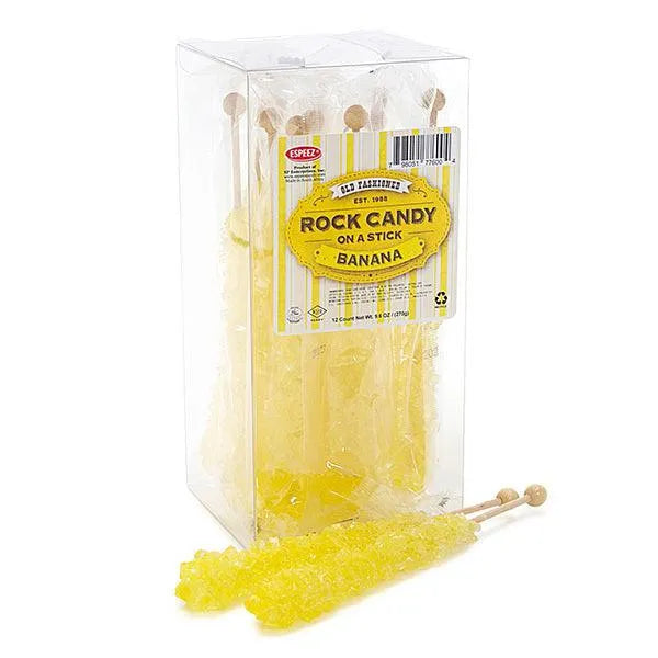 Espeez Rock Candy Crystal Sticks - Yellow Banana: 12-Piece Box