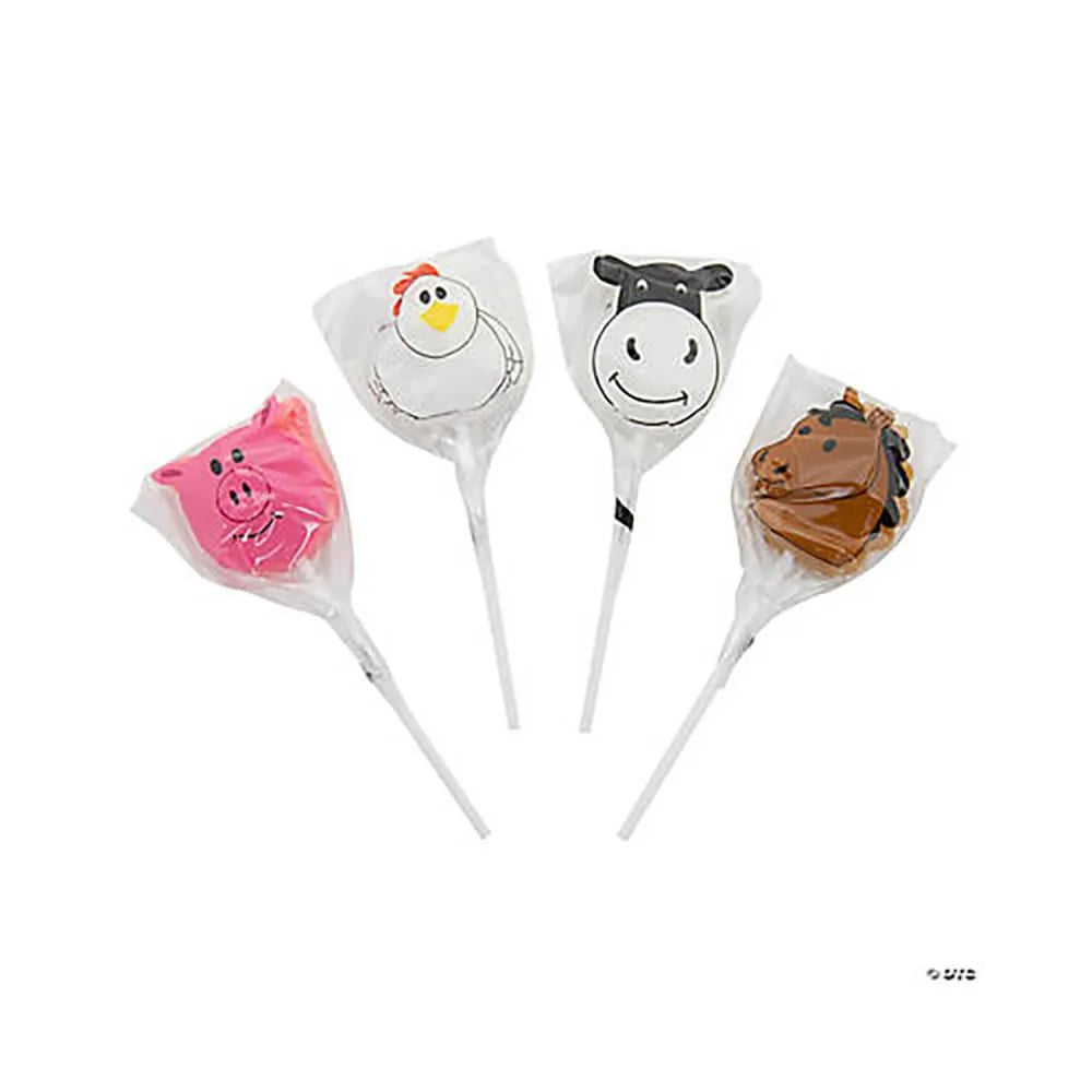 Farm Animal Lollipops: 12-Piece Box