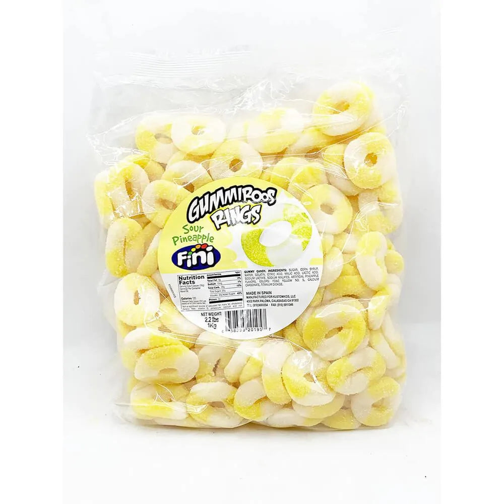 Fini Sour Pineapple Gummy Rings: 1KG Bag