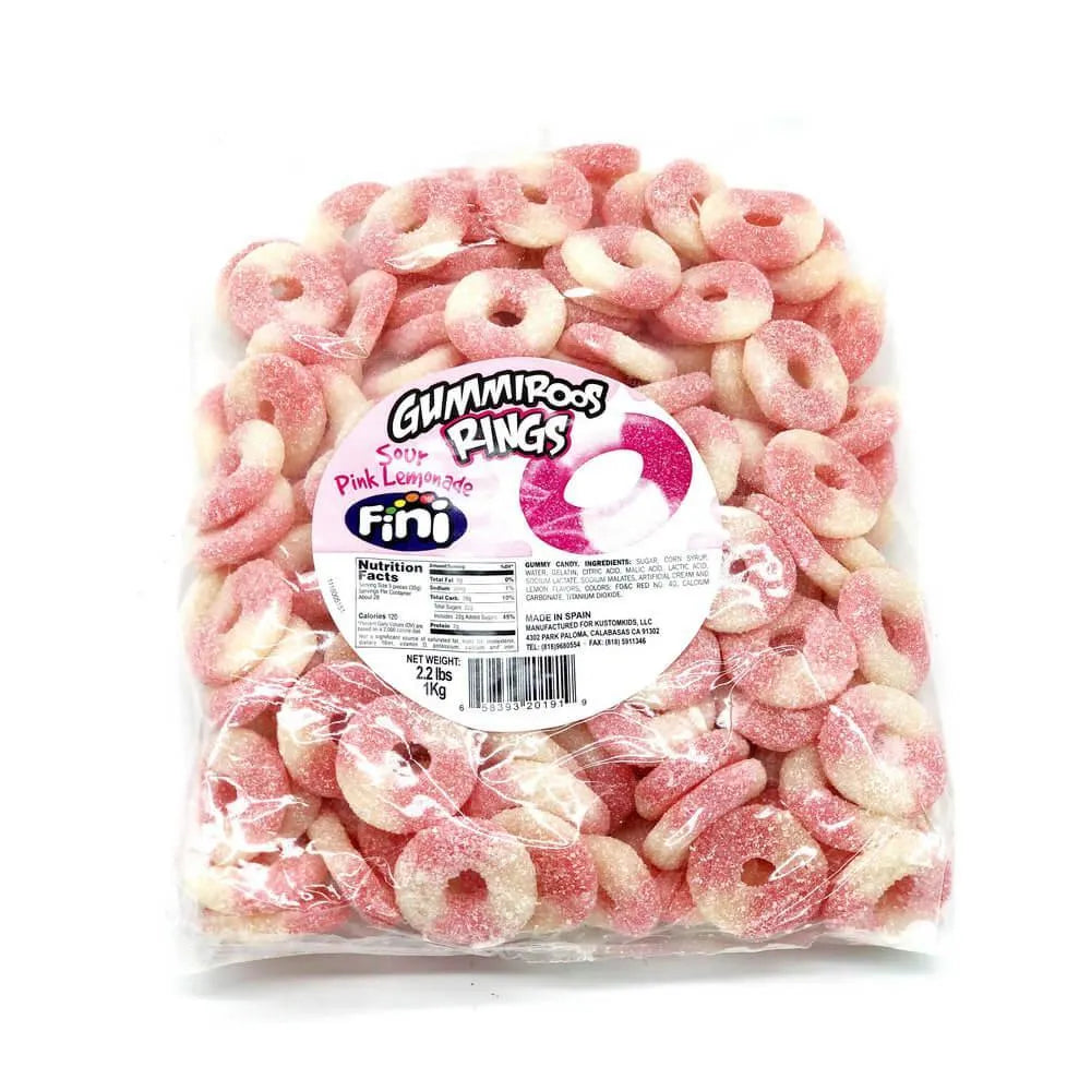 Fini Sour Pink Lemonade Gummy Rings: 1KG Bag