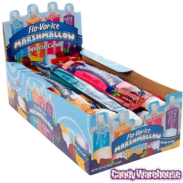 Fla-Vor-Ice Marshmallow Squeeze Candy Tubes: 12-Piece Display