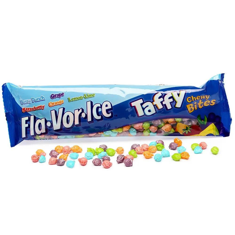 Fla-Vor-Ice Taffy Chewy Bites Candy Bags: 20-Piece Display