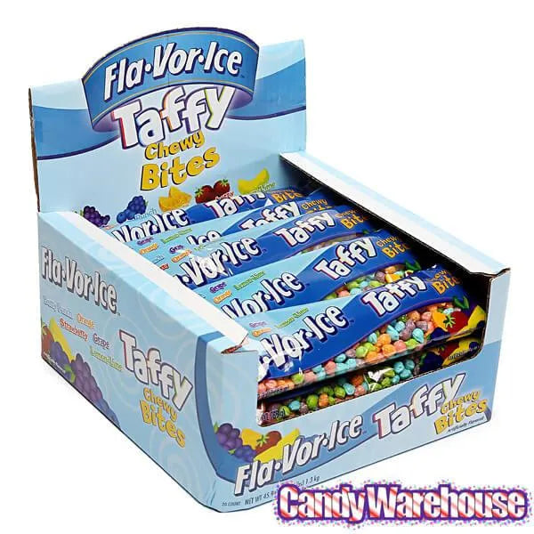 Fla-Vor-Ice Taffy Chewy Bites Candy Bags: 20-Piece Display