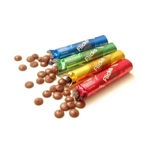 Flicks Chocolate Wafers Candy Tubes: 12-Piece Box