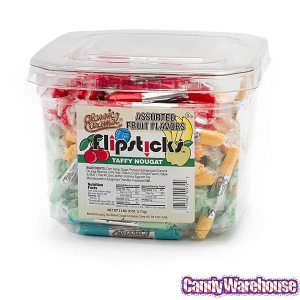 Flipsticks Nougat Taffy Candy - Assorted Flavors: 185-Piece Tub