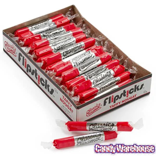 Flipsticks Nougat Taffy Candy - Cherry: 48-Piece Caddy