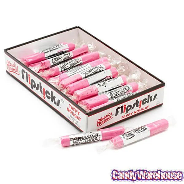 Flipsticks Nougat Taffy Candy - Strawberry: 48-Piece Caddy