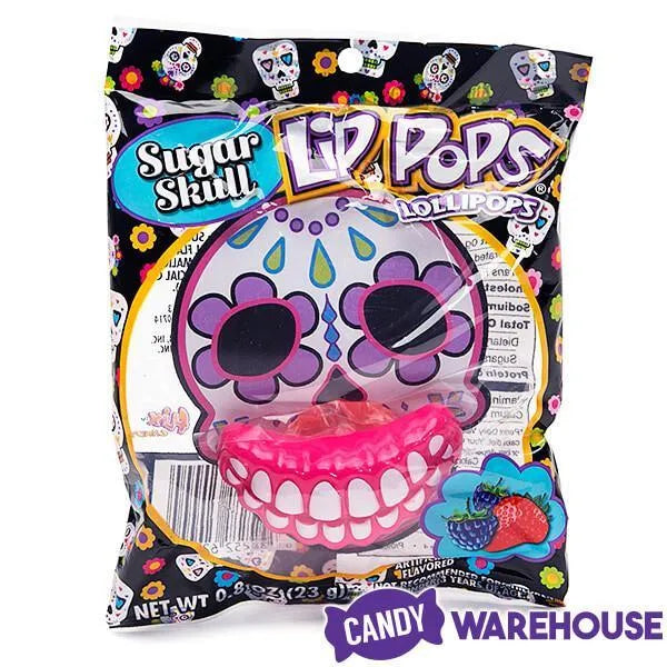 Flix Candy Day of the Dead Sweet Skull Lip Pops Candy Packs: 12-Piece Display