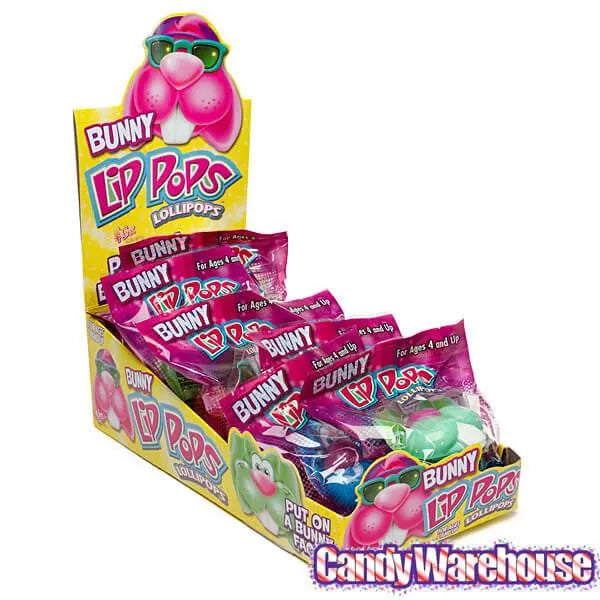 Flix Candy Easter Bunny Lip Pops Candy Packs: 24-Piece Display