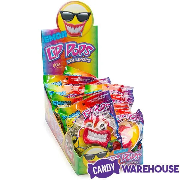 Flix Candy Emoji Lip Pops Candy Packs: 12-Piece Display