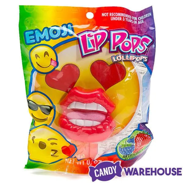 Flix Candy Emoji Lip Pops Candy Packs: 12-Piece Display