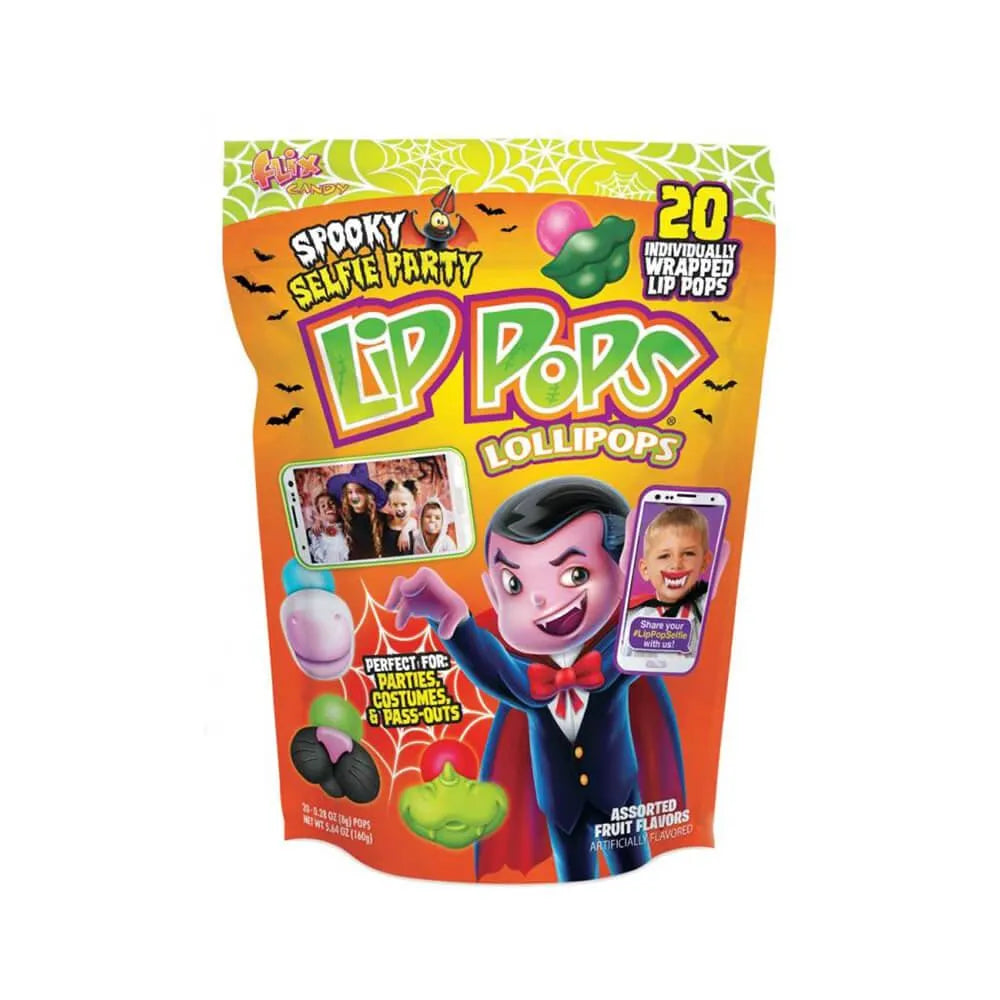 Flix Candy Halloween Mini Lip Pops Candy Packs: 20-Piece Bag