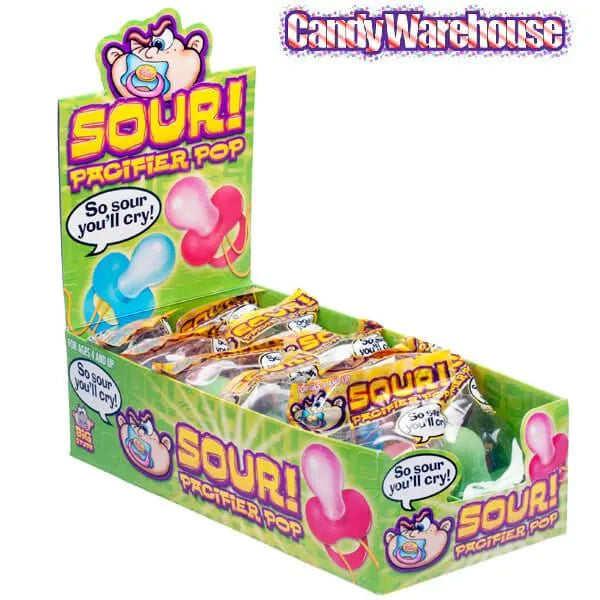 Flix Candy Sour Baby Pacifier Lollipops: 24-Piece Box