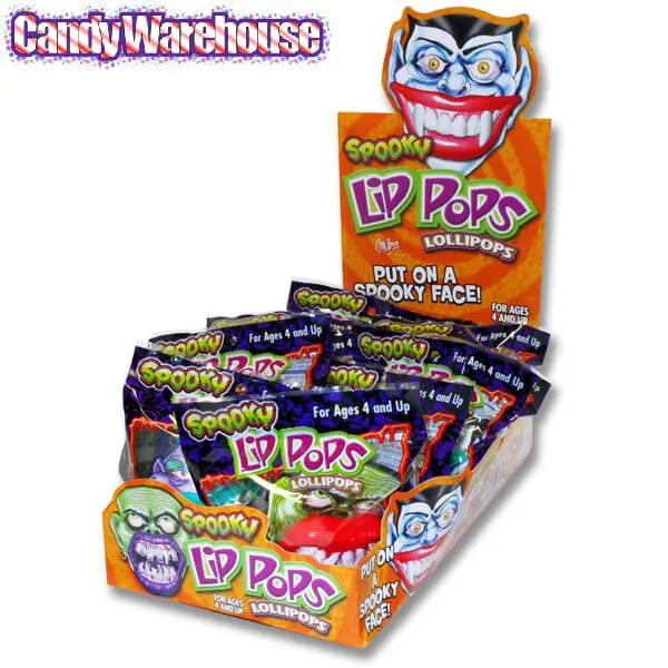 Flix Candy Spooky Lip Pops Candy Packs: 12-Piece Display