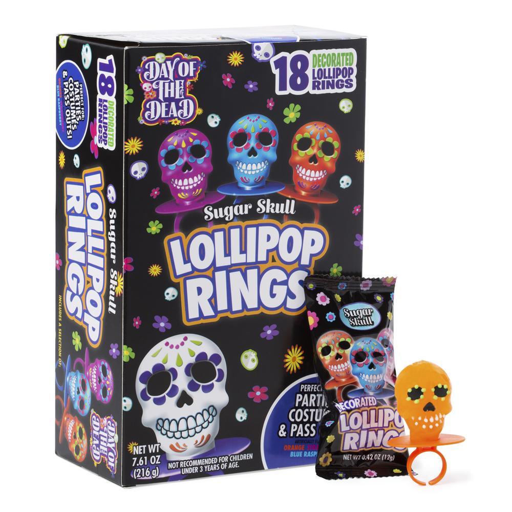 Flix Day of the Dead Lollipop Rings Candy: 18-Piece Box