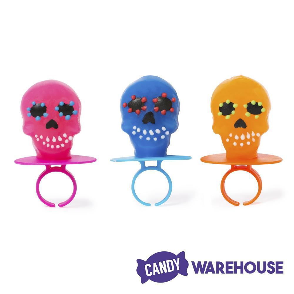 Flix Day of the Dead Lollipop Rings Candy: 18-Piece Box