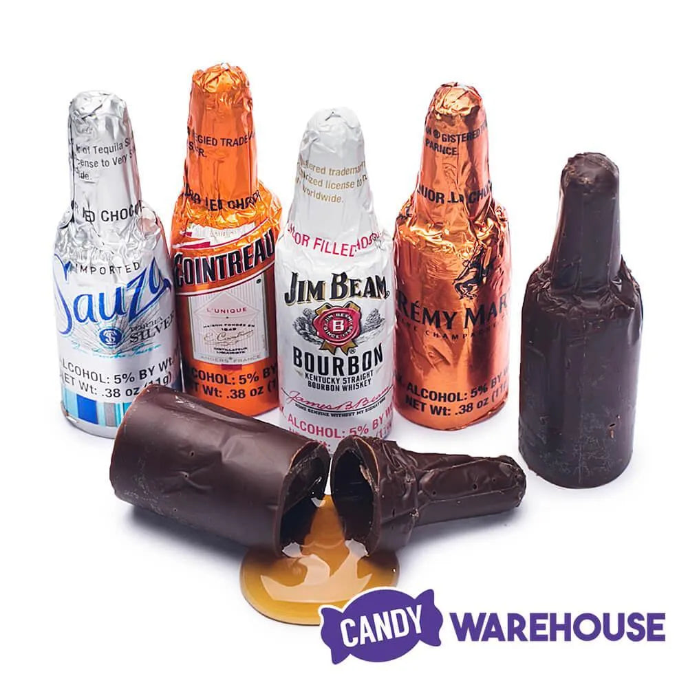 Foiled Chocolate Bottles with Liquor Filling: 24-Piece Display