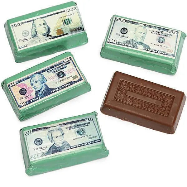 Foiled Double Crisp Milk Chocolate Money Mini Bars: 4LB Bag