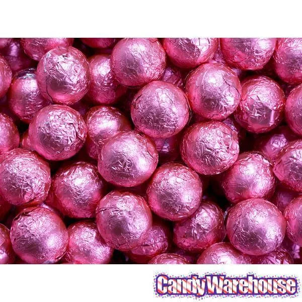 Foiled Milk Chocolate Balls - Hot Pink: 2LB Bag