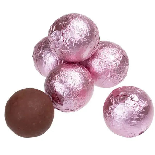 Foiled Milk Chocolate Balls - Light Pink: 2LB Bag