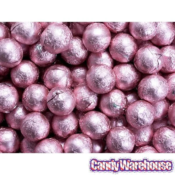 Foiled Milk Chocolate Balls - Light Pink: 2LB Bag