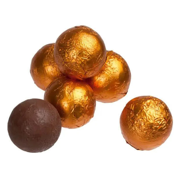 Foiled Milk Chocolate Balls - Orange: 2LB Bag