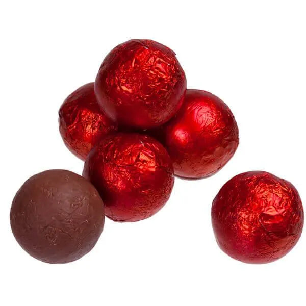 Foiled Milk Chocolate Balls - Red: 2LB Bag