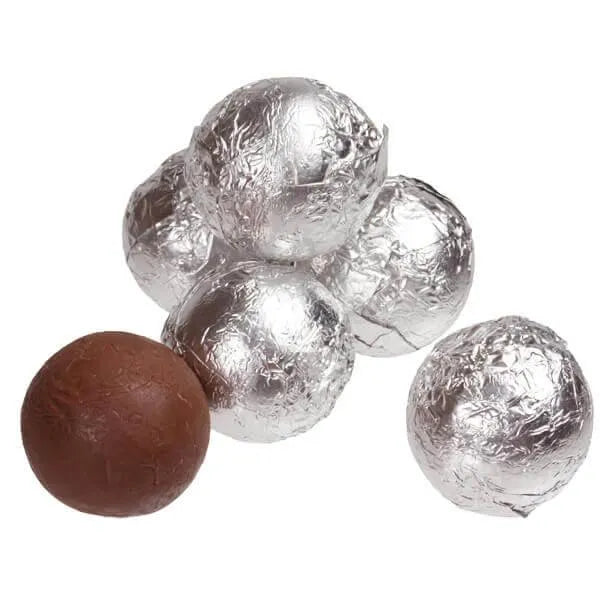 Foiled Milk Chocolate Balls - Silver: 2LB Bag