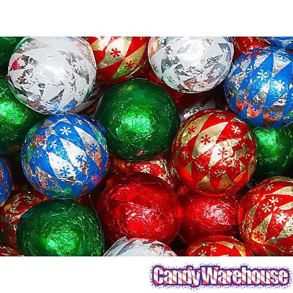 Foiled Milk Chocolate Christmas Ornaments: 2LB Bag