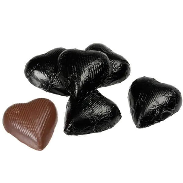 Foiled Milk Chocolate Hearts - Black: 2LB Bag