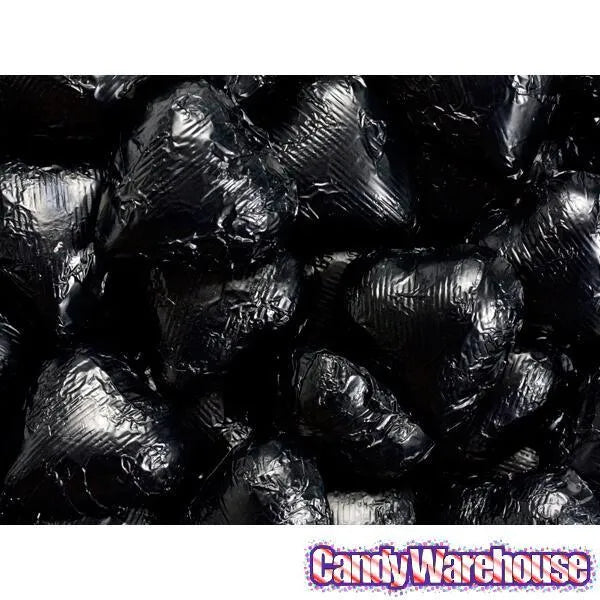 Foiled Milk Chocolate Hearts - Black: 2LB Bag